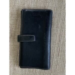 COACH Leather Wallet Card Holder check book Black